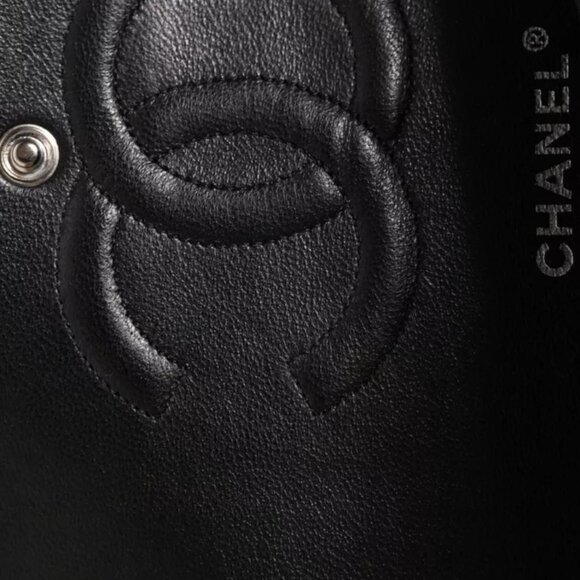 Chanel Black Caviar Medium Classic Double Flap Shoulder Quilted Silver Bag - Picture 5 of 8